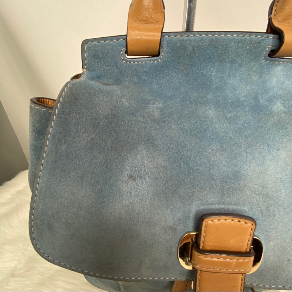 Michael Kors Romy Medium Blue Suede Backpack - Picture 10 of 11